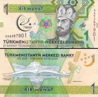 *1 Manat Turkménsko 2017, P36 pamätná UNC - Kliknutím na obrázok zatvorte -